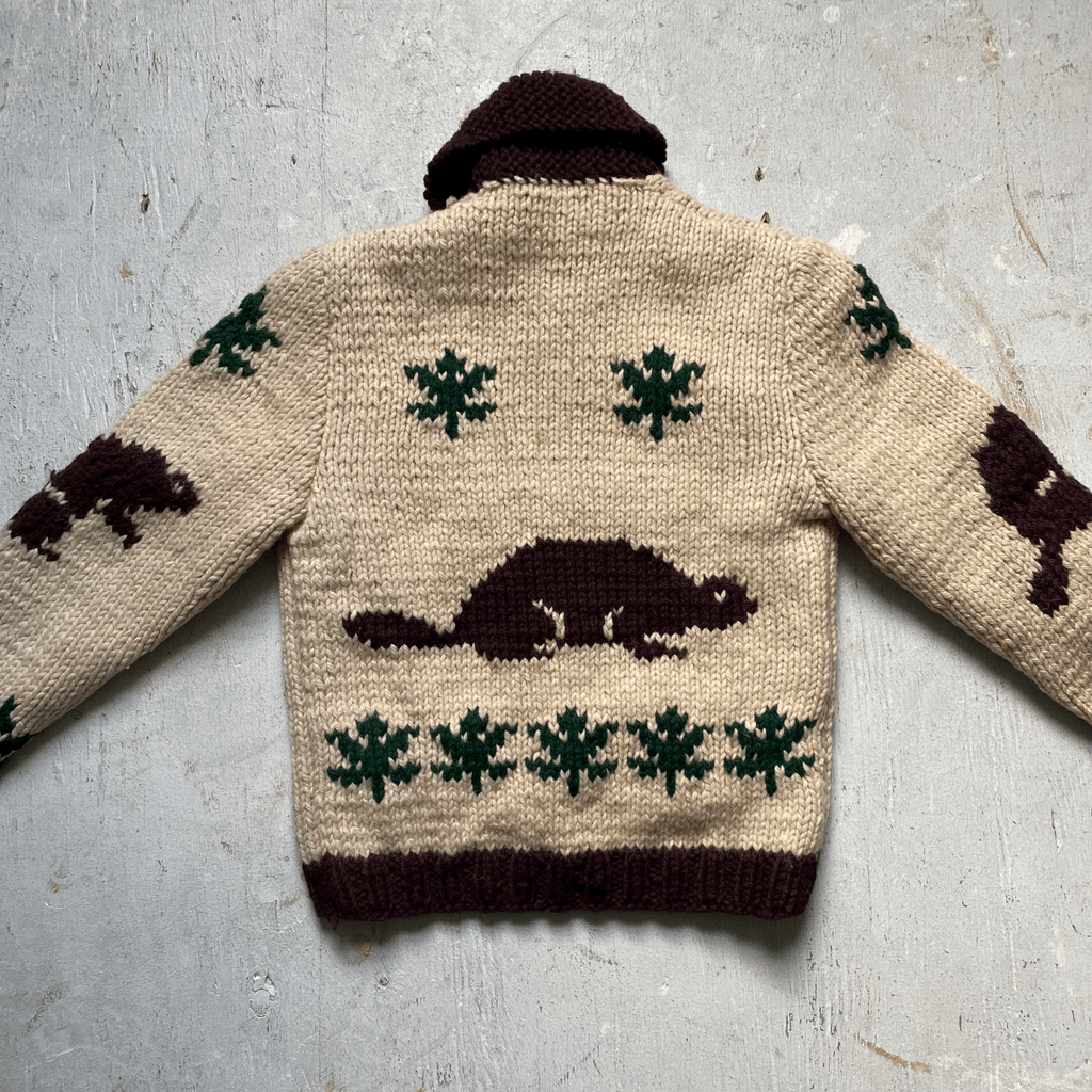 50s Rare Beaver Cowichan Sweater Small