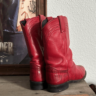 Vintage Justin Red Lizard Cowboy Boots, Women's 7.5