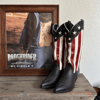 Vintage Deadstock Code West American Flag Tall Cowboy Boots, Size Women's 6