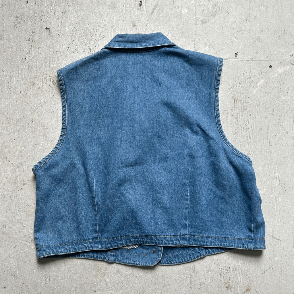 Cowgirl Floral Embroidered Denim Vest - XL