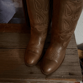 Vintage Flower Leather Acme Cowboy Boots, Women's 6.5