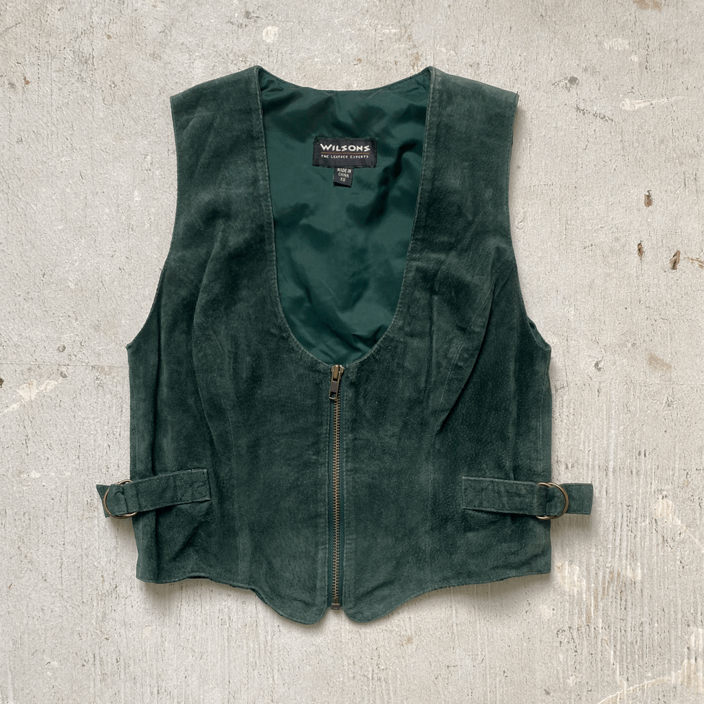 Forest Green Leather Set Skirt & Top - XS/24"