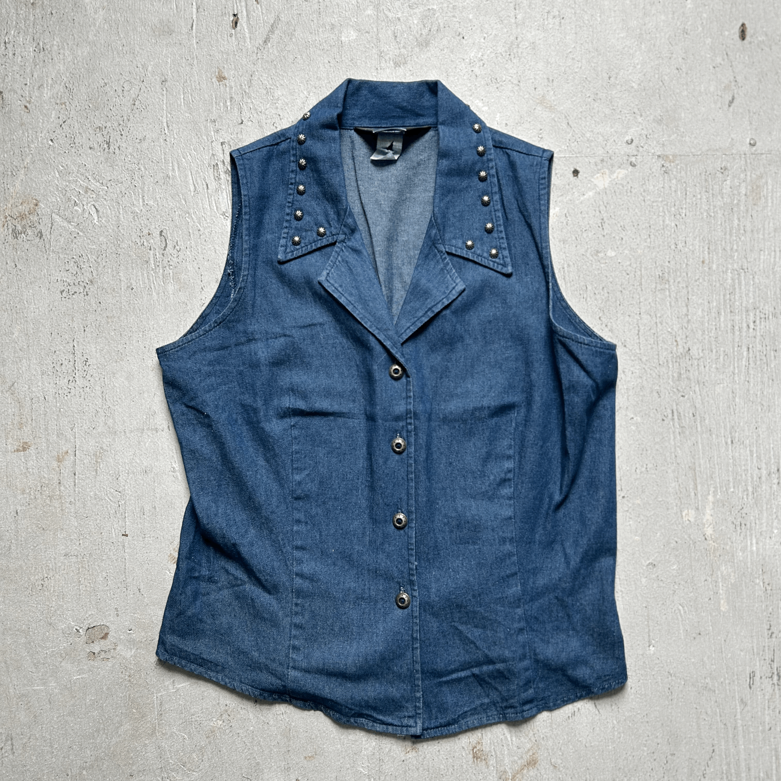 Cowgirl Studded Denim Vest - Small