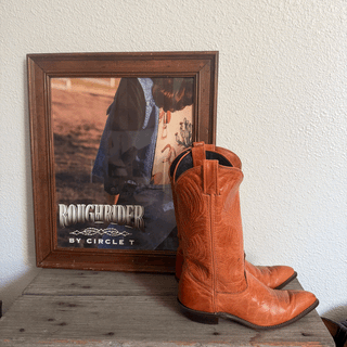 Vintage Code West Chestnut Brown Leather Cowboy Boots, Women's 7.5